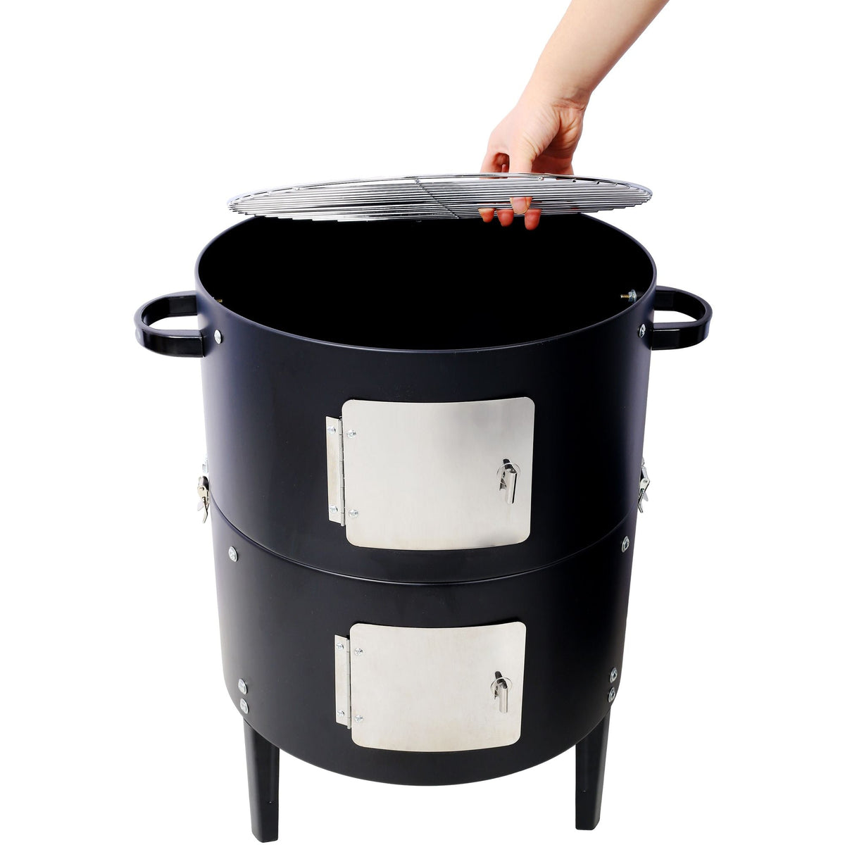 Vertical Charcoal Smoker & Grill – 453 Sq. In. 2-Tier Outdoor BBQ with Thermometer & Dual Access Doors