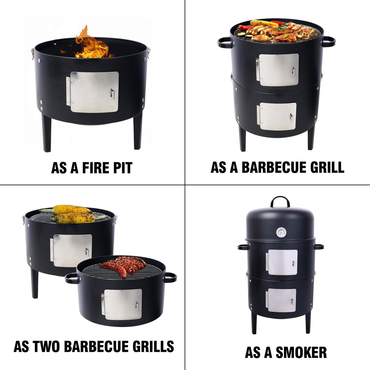 Vertical Charcoal Smoker & Grill – 453 Sq. In. 2-Tier Outdoor BBQ with Thermometer & Dual Access Doors