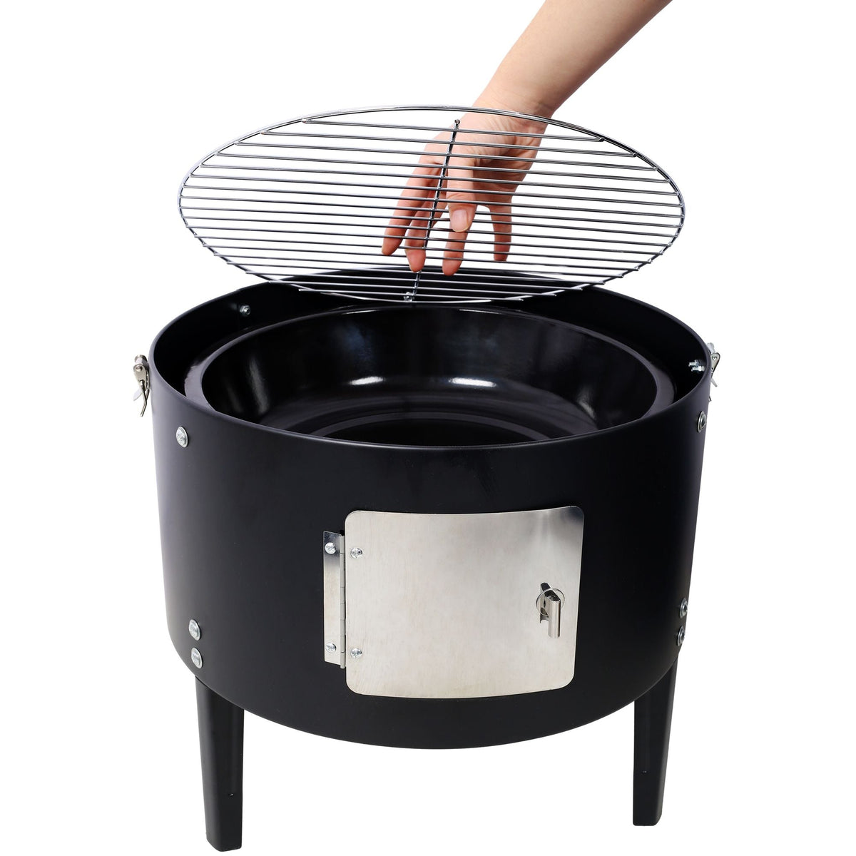 Vertical Charcoal Smoker & Grill – 453 Sq. In. 2-Tier Outdoor BBQ with Thermometer & Dual Access Doors