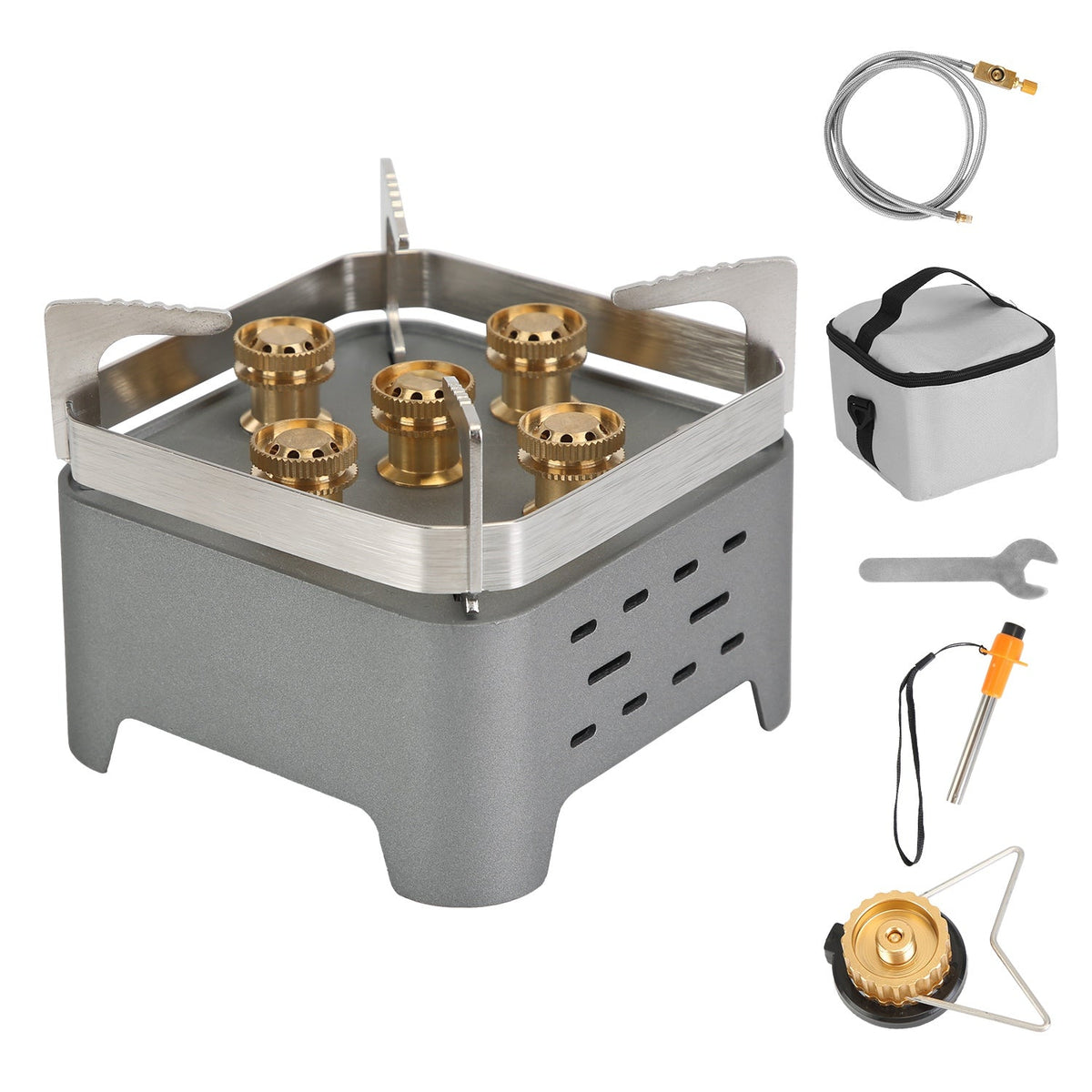 12,000W Portable Camping Stove – Windproof Multi-Fuel Backpacking Burner with Carry Bag