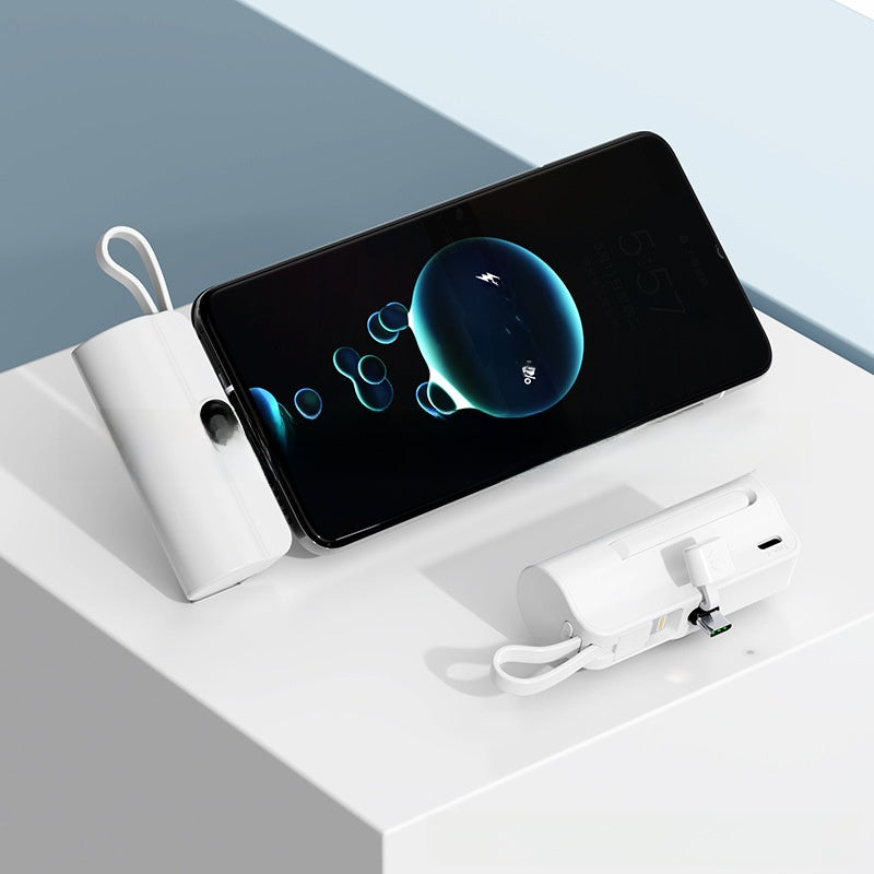 Portable Capsule Power Bank With Built In Cable Fast Charging 10000mAh