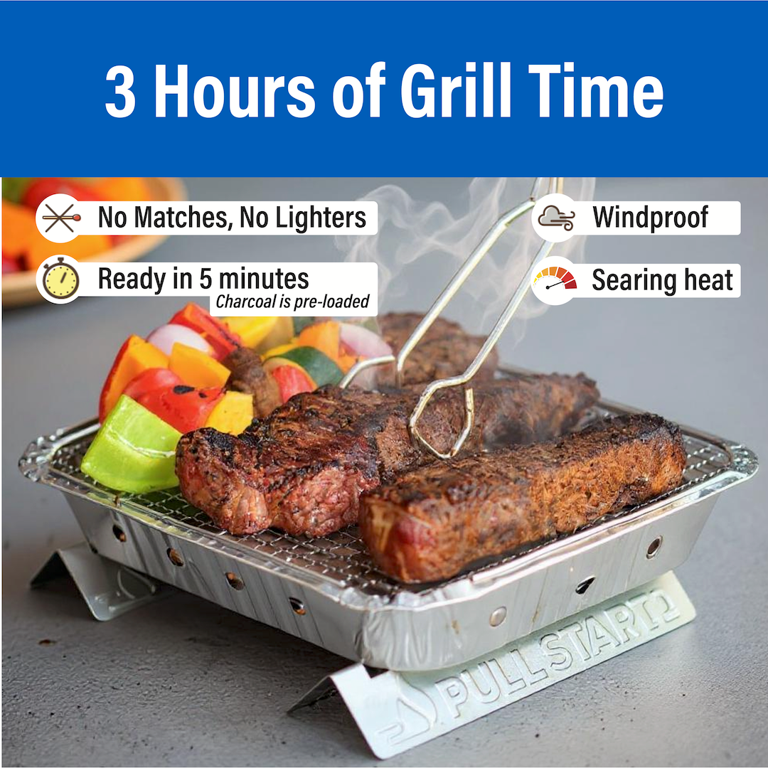 Pull Start Portable Disposable Charcoal Grill – Instant-Light Camping & Tailgating Grill