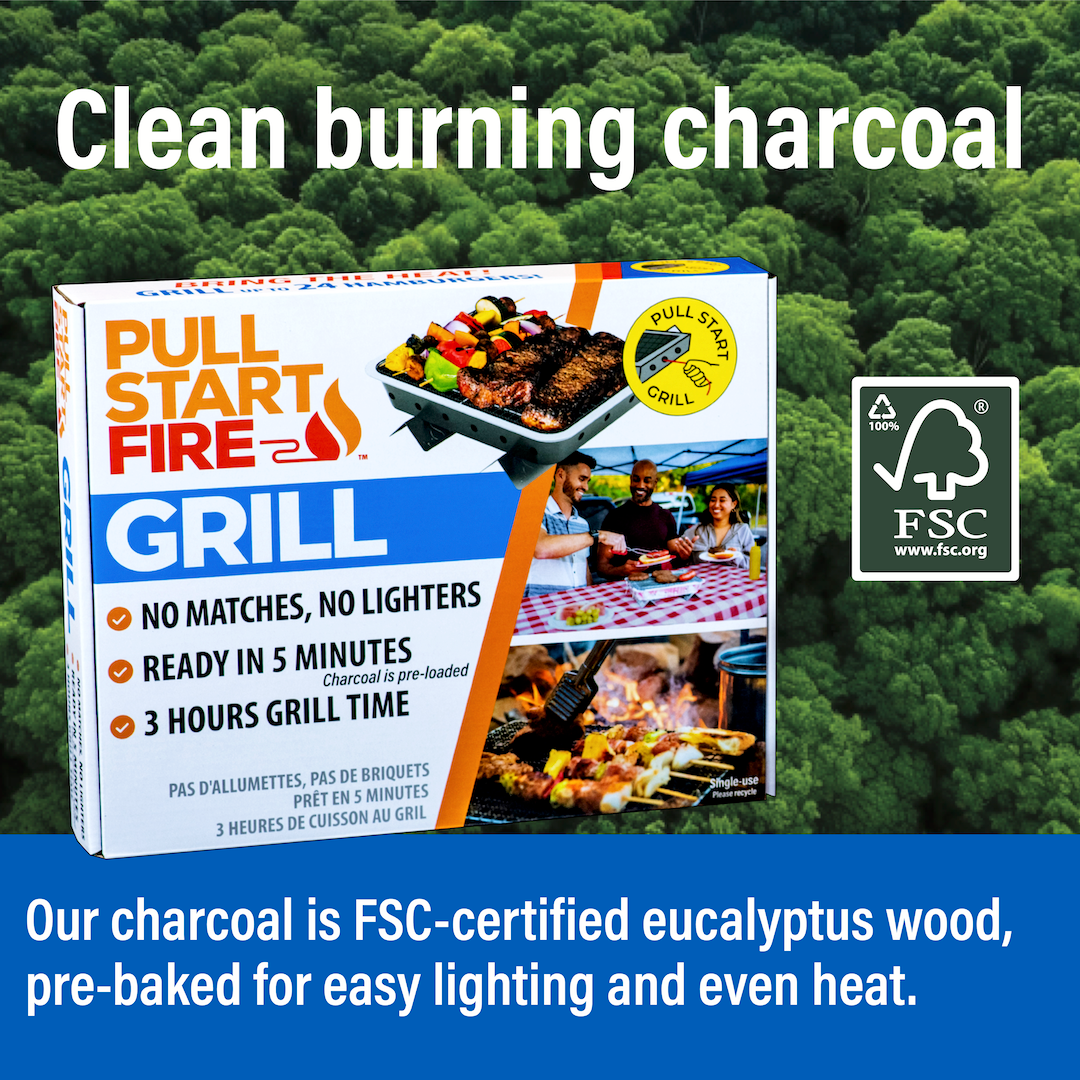 Pull Start Portable Disposable Charcoal Grill – Instant-Light Camping & Tailgating Grill