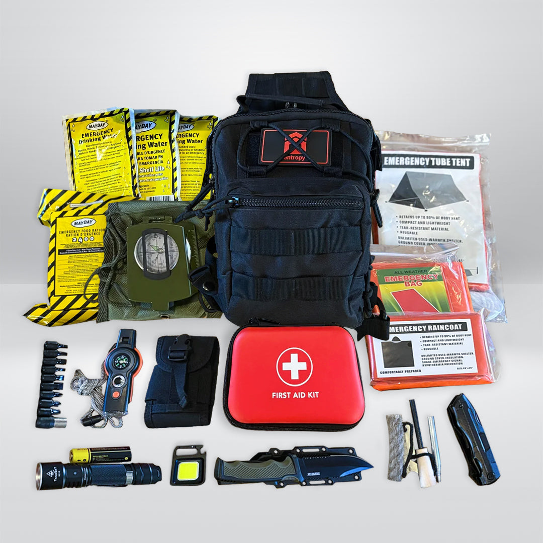 30+ Piece Compact Emergency Survival Go-Bag Kit – 7 lb Trail & Bug-Out Gear