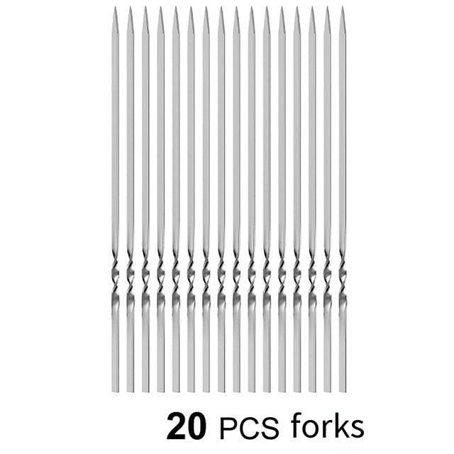 15-Piece Stainless Steel BBQ Skewers – Reusable Flat Kebab Sticks with Storage Tube