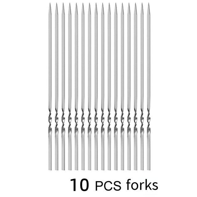 15-Piece Stainless Steel BBQ Skewers – Reusable Flat Kebab Sticks with Storage Tube