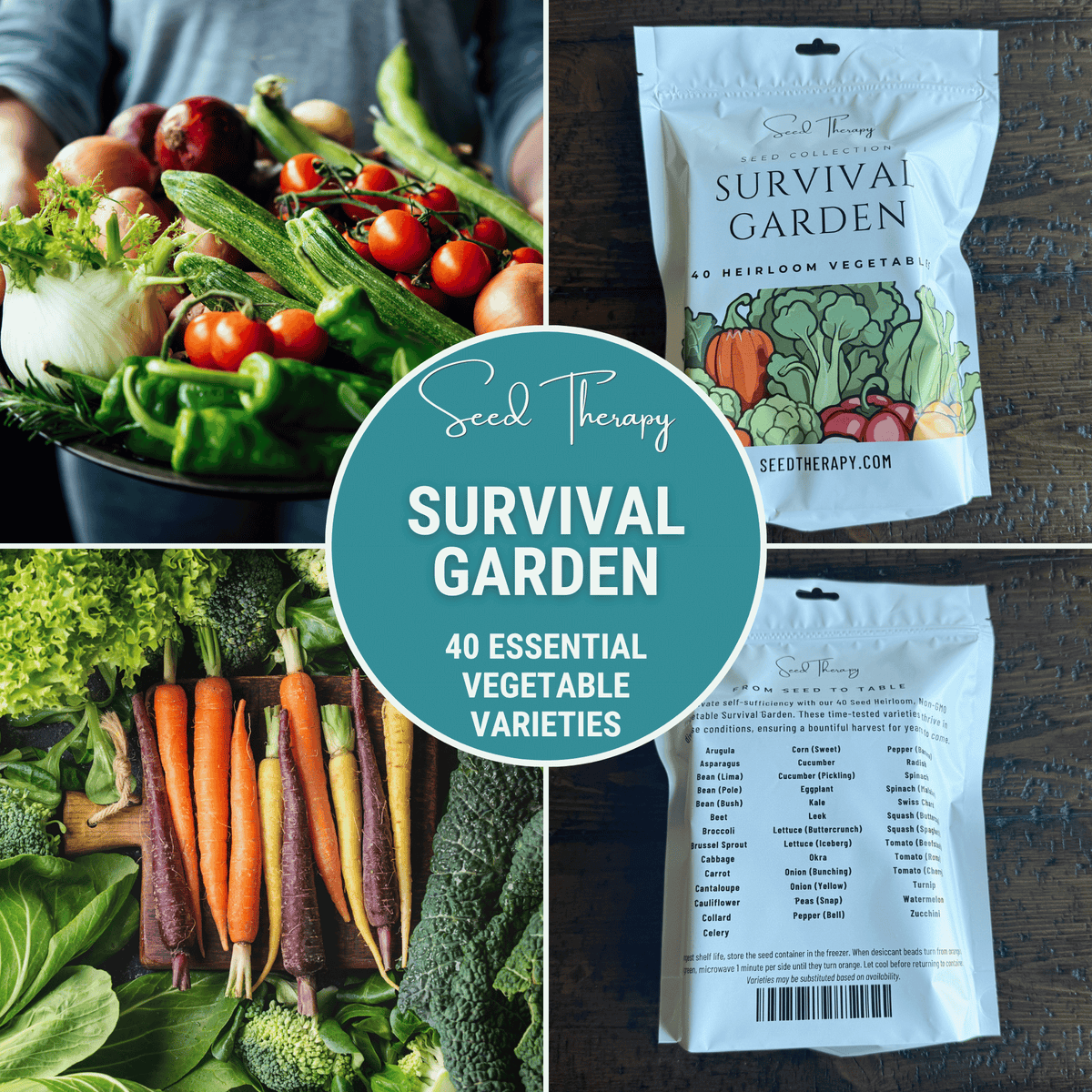 80-Variety Heirloom Survival Garden Seed Kit – 9,100+ Vegetable & Herb Seeds