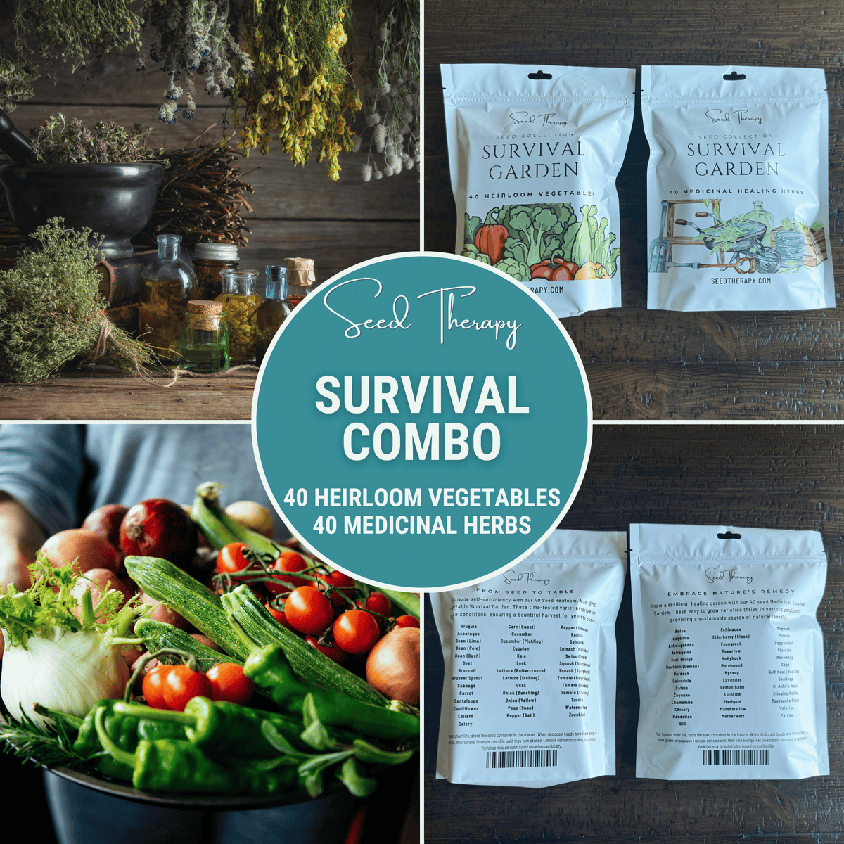 80-Variety Heirloom Survival Garden Seed Kit – 9,100+ Vegetable & Herb Seeds