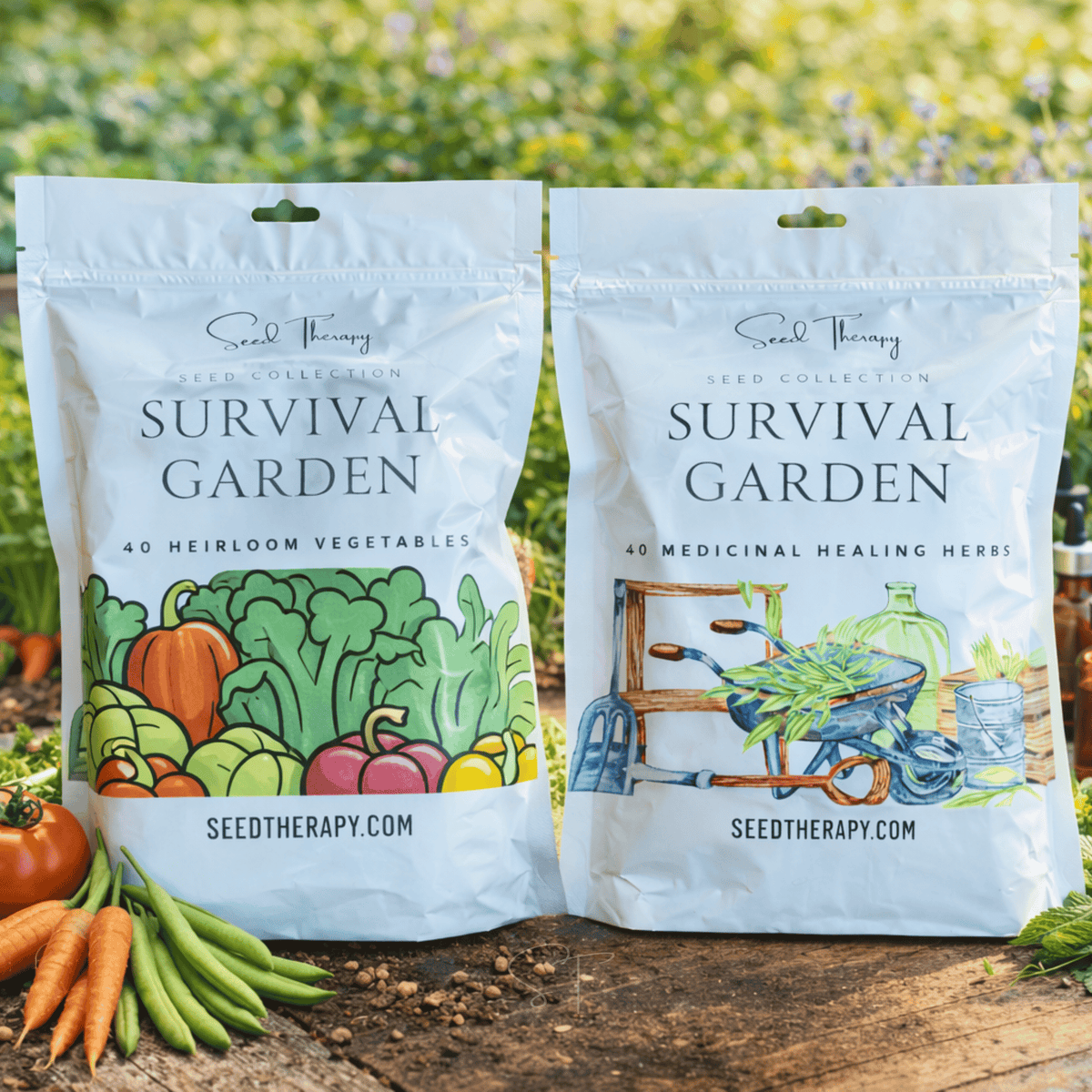80-Variety Heirloom Survival Garden Seed Kit – 9,100+ Vegetable & Herb Seeds