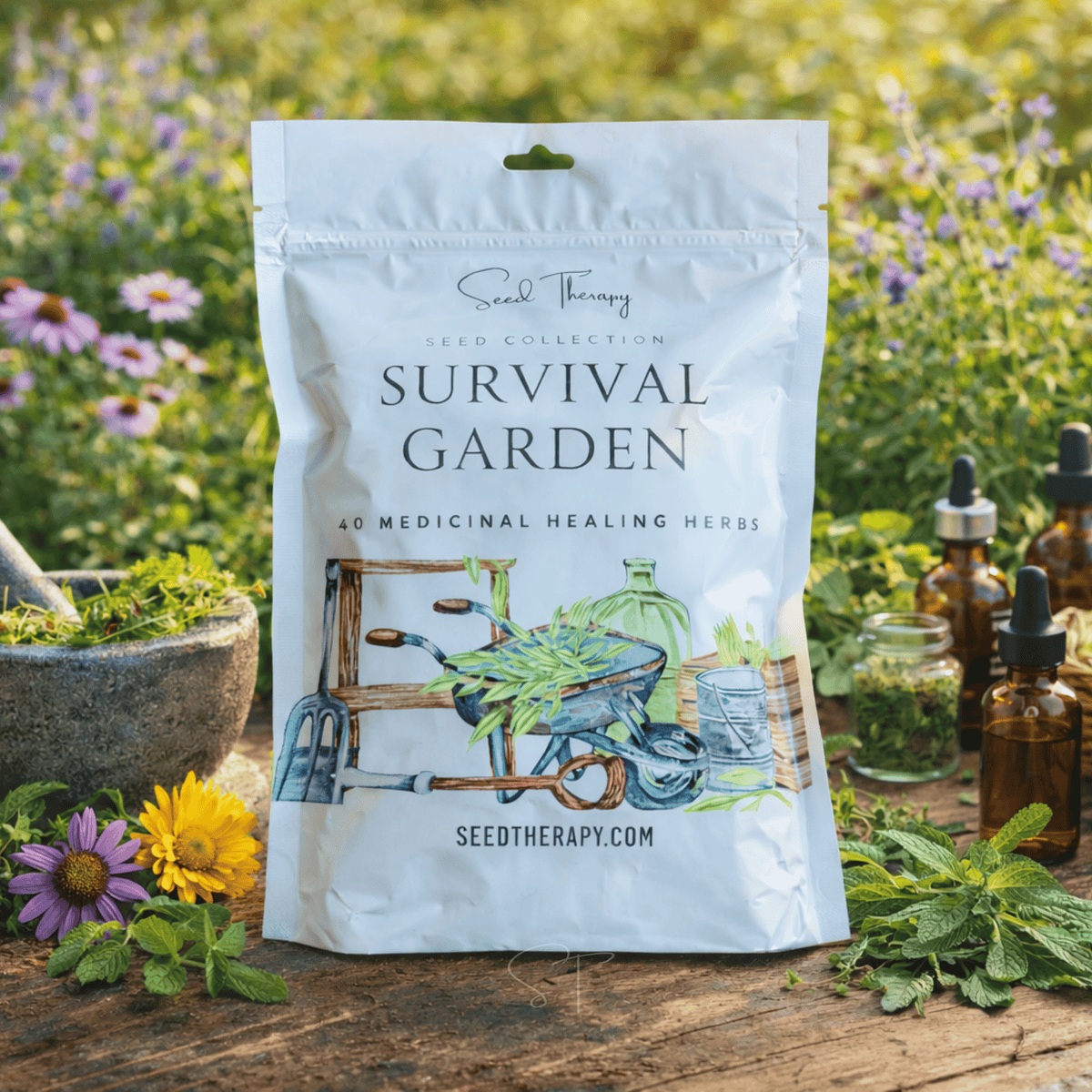 Survival Medicinal Herb Garden Seed Kit – 40 Heirloom Varieties, 3,600+ Seeds